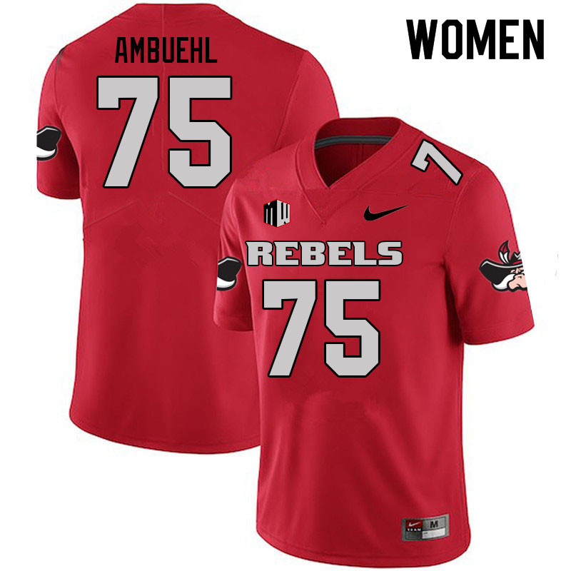 Women #75 Anton Ambuehl UNLV Rebels College Football Jerseys Sale-Scarlet - Click Image to Close